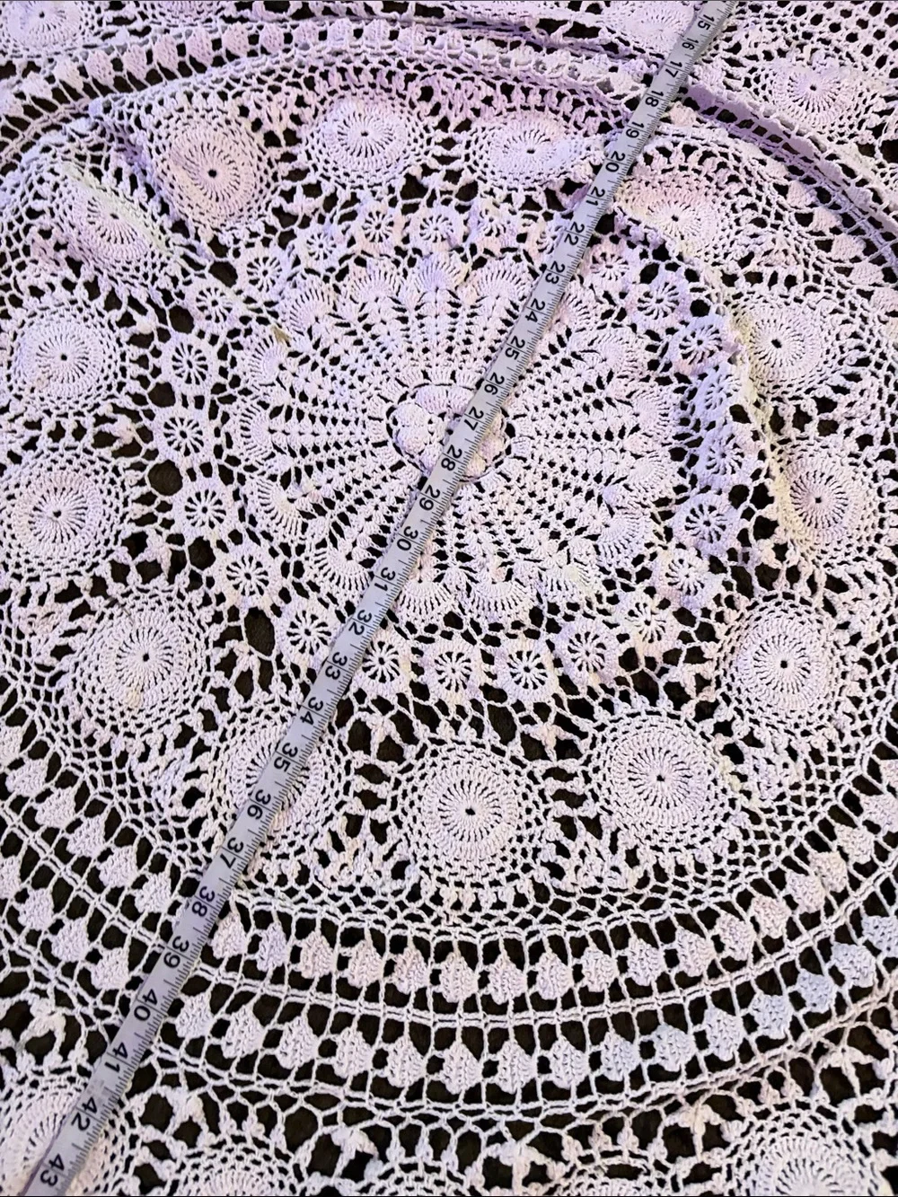 Handmade White Crochet Round Tablecloth / Doily - Home Dining